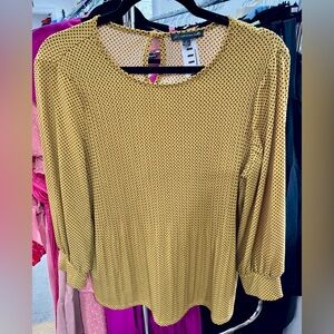 Adrianna Papell Yellow Polka Dot Top